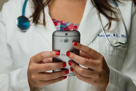Doctor using smartphone