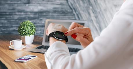 Woman's arm with a wearable/watch 