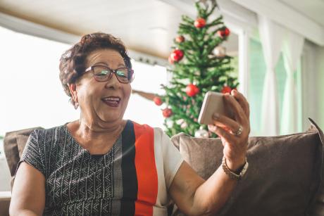 And older woman on a video call