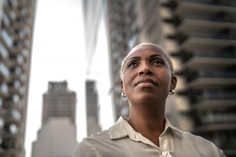 Businesswoman looking away outdoors