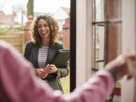 Social worker visiting a home