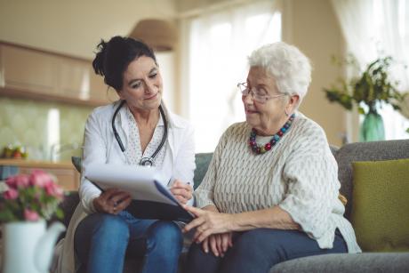 Care manager talking with older adults