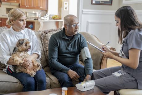 Couple with homecare worker