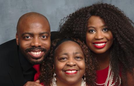 Child caregiver advocate Feylyn Lewis with her brother and mother.