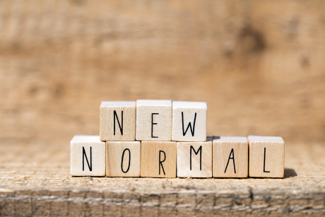 Scrabble like letters spelling New Normal