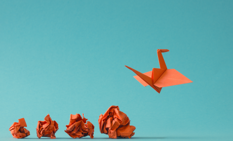 Illustration of concept of reimagining, transforming