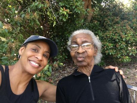 Reporter Julia Yarbough outside with her mom