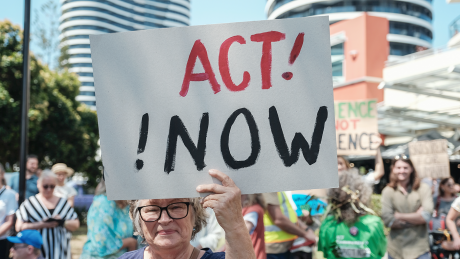Climate protest with older woman