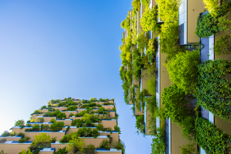 Plants spill out of apartment decks