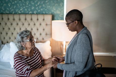 Woman counsels dying person