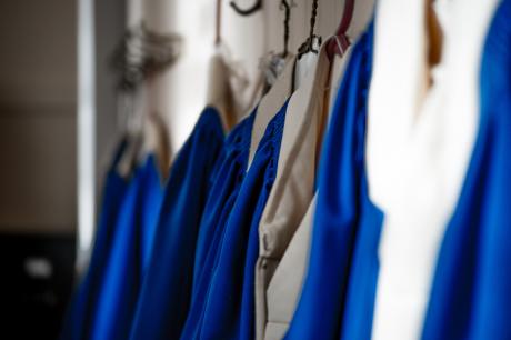Hanging blue choir robes