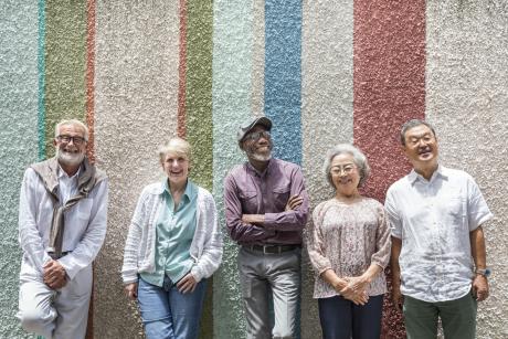 Diverse elders outside